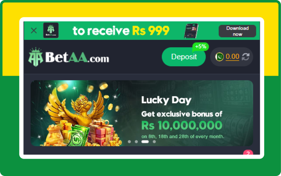 Home screen Bet AA Game