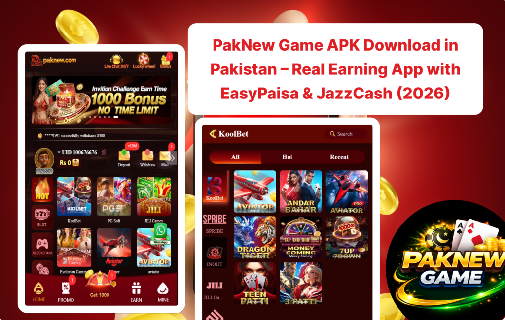 Home screen Paknew Game